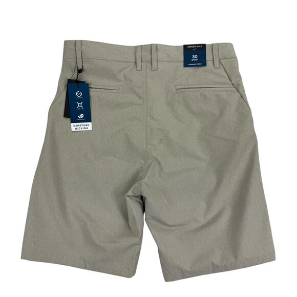 Kenneth Cole Mens Heathered Tech Performance 9" Shorts Beige 30 - Picture 3 of 4